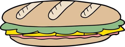 sándwich de baguette de dibujos animados png