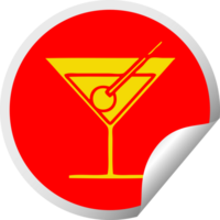 kreisförmig Peeling Aufkleber Karikatur von ein schick Cocktail png