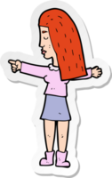 sticker of a cartoon woman pointing png