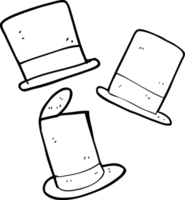 dibujado negro y blanco dibujos animados parte superior sombreros png