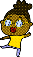 Cartoon-Frau tanzt mit Brille png