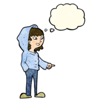 cartoon pointing teenager with thought bubble png