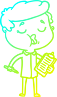 cold gradient line drawing of a cartoon man talking png