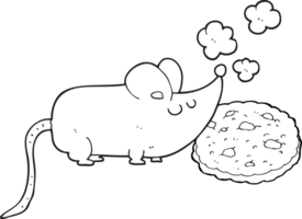 cute    drawn black and white cartoon mouse and cookie png