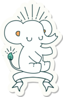 sticker of a tattoo style cute elephant png