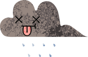 retrò illustrazione stile cartone animato di un' tempesta pioggia nube png