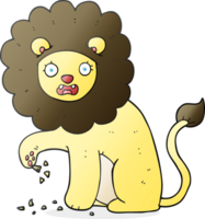 drawn cartoon lion with thorn in foot png