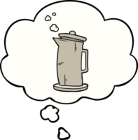 cartoon old kettle with thought bubble png