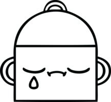 line drawing cartoon of a cooking pot png