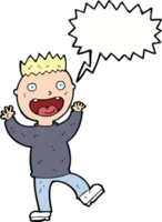 Cartoon verrückter glücklicher Mann mit Sprechblase png