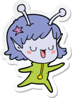adesivo de um desenho animado de garota alienígena feliz png