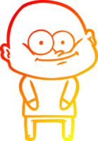warm gradient line drawing of a cartoon bald man staring png