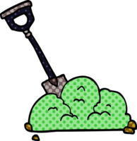 cartoon doodle spade in garbage png