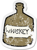 autocollant rétro en détresse d'une vieille bouteille de whisky de dessin animé png