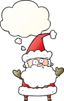 cartoon confused santa claus with thought bubble in smooth gradient style png