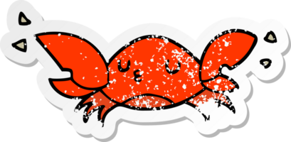 autocollant en détresse d'un crabe de dessin animé png