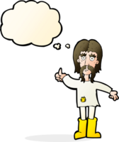 cartoon hippie man giving thumbs up symbol with thought bubble png