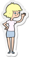 sticker of a cartoon friendly girl waving png