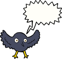 cartone animato corvo con discorso bolla png