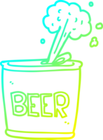 cold gradient line drawing of a cartoon beer can png
