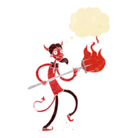 cartoon devil with pitchfork with thought bubble png