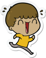 sticker of a laughing cartoon man running png