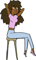 dessin animé, femme, poser, sur, tabouret png