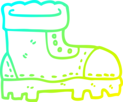 cold gradient line drawing of a cartoon work boot png