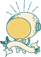 scroll banner with tattoo style astronaut png