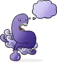 cartoon halloween ghost in bottle with thought bubble png