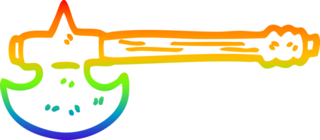 Regenbogen Gradient Linie Zeichnung von ein Karikatur golden Axt png