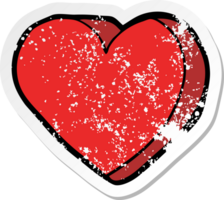 distressed sticker of a cartoon love heart png