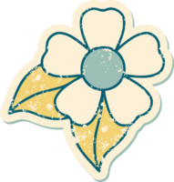 iconic distressed sticker tattoo style image of a flower png