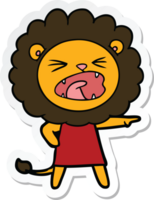 sticker of a cartoon angry lion in dress png