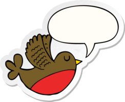 cartoon flying bird with speech bubble sticker png