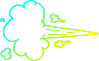 cold gradient line drawing of a cartoon whooshing cloud png