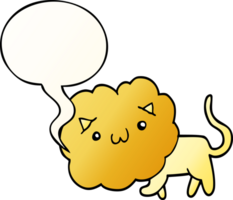 fofa desenho animado leão com discurso bolha dentro suave gradiente estilo png