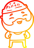 warm gradient line drawing of a cartoon happy bearded man png