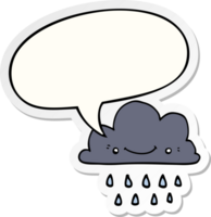 cartoon storm cloud with speech bubble sticker png