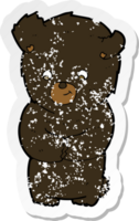 autocollant rétro en détresse d'un ours noir de dessin animé mignon png