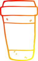 warm gradient line drawing of a cartoon coffee cup png