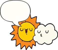 cartoon sun and cloud with speech bubble png