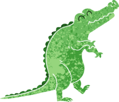 rétro illustration style excentrique dessin animé crocodile png
