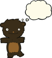 cartoon black bear cub with thought bubble png