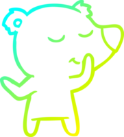 frío degradado línea dibujo de un contento dibujos animados oso png