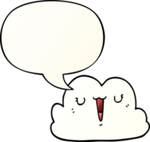 cute cartoon cloud with speech bubble in smooth gradient style png