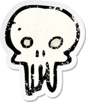 retro distressed sticker of a cartoon spooky skull symbol png