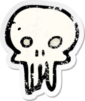 pegatina retro angustiada de un símbolo de calavera espeluznante de dibujos animados png