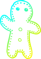 cold gradient line drawing of a cartoon gingerbread man png