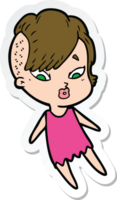 sticker of a cartoon surprised girl png